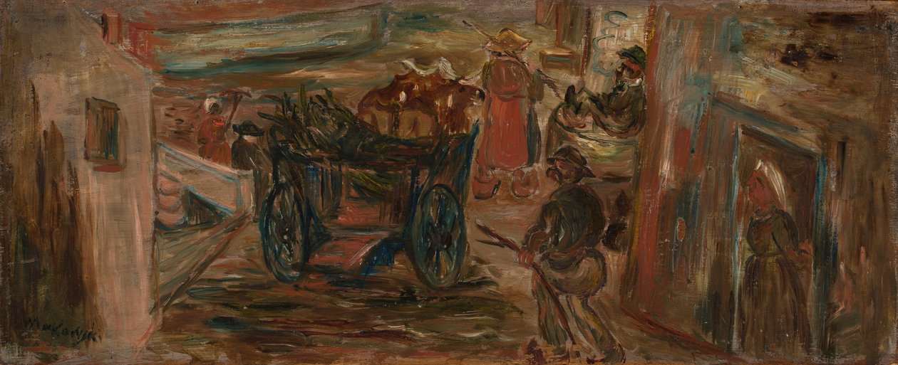 Scena di genere con un carro da Tadeusz Makowski
