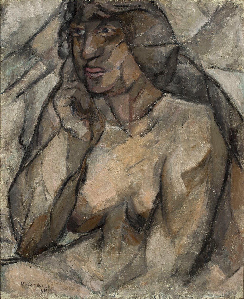 Studio di nudo (mezzo nudo femminile) da Tadeusz Makowski