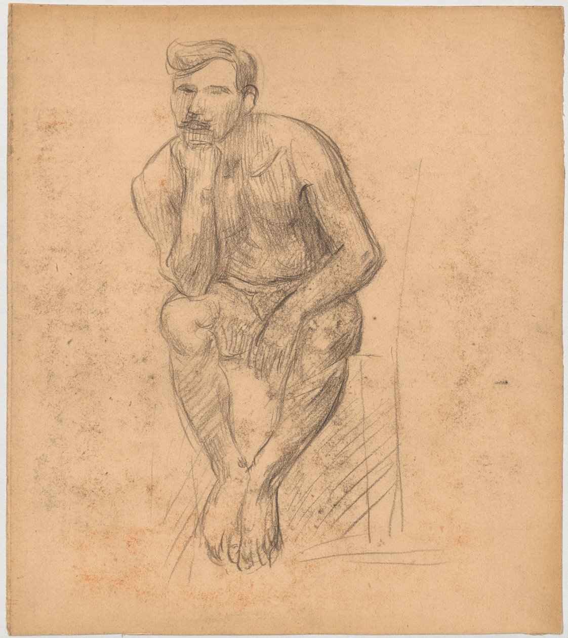 Studio di nudo di un uomo seduto da Tadeusz Makowski