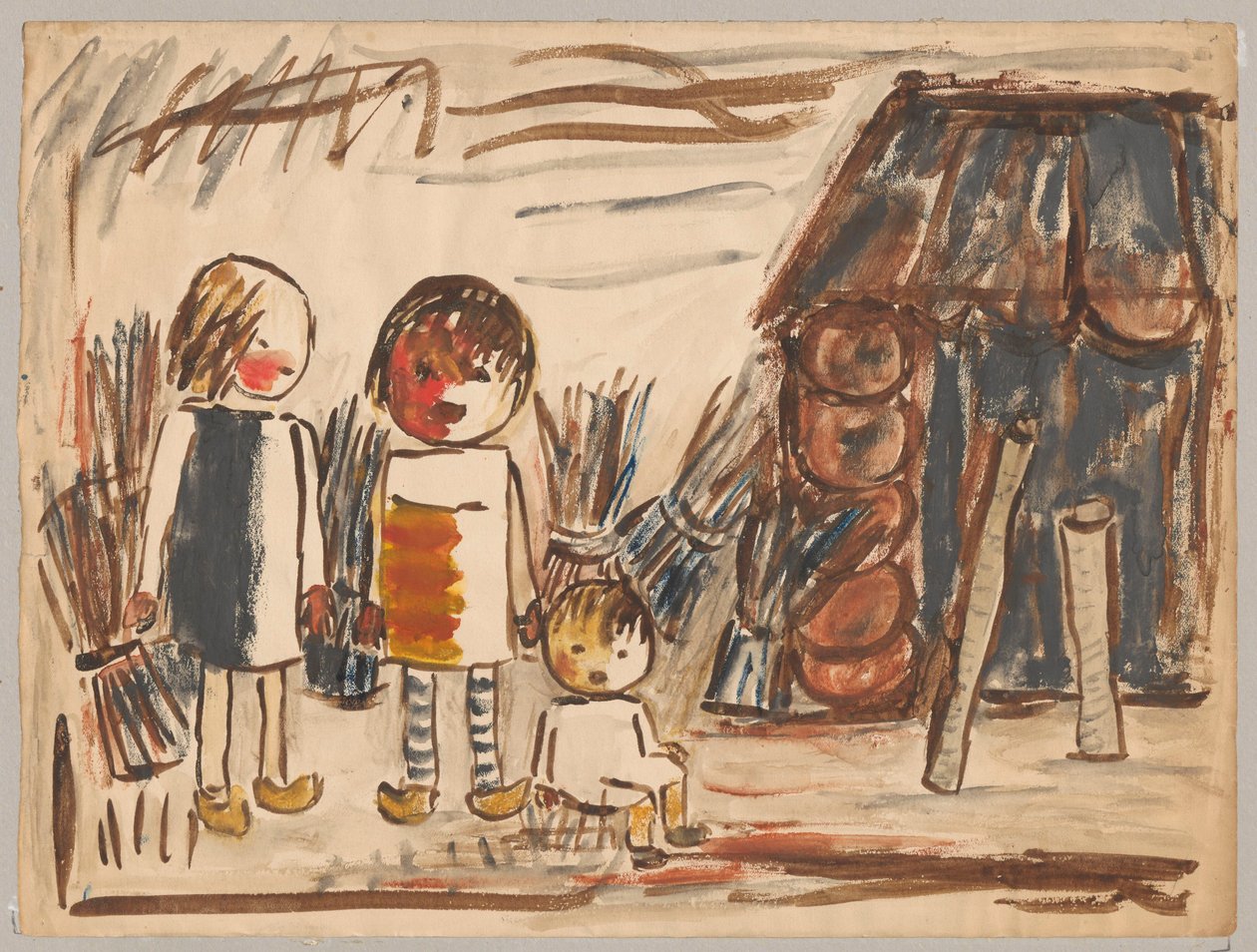 Tre bambini con covoni da Tadeusz Makowski