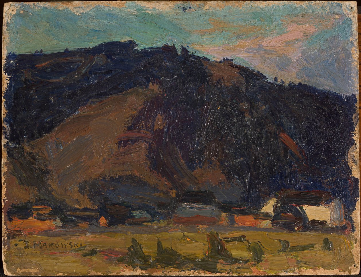 Veduta di un villaggio ai piedi di una montagna da Tadeusz Makowski