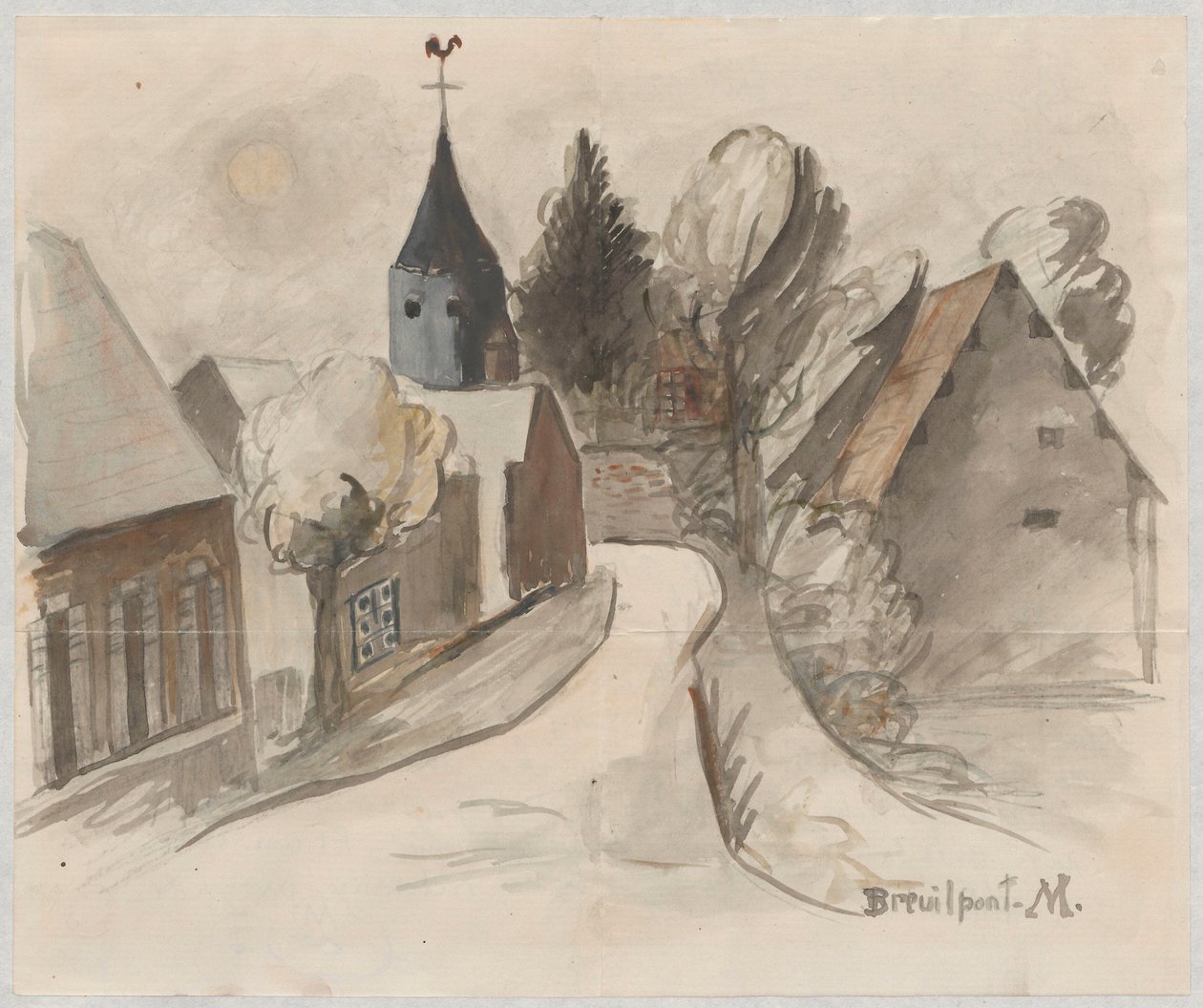 Vista del villaggio con la torre da Tadeusz Makowski