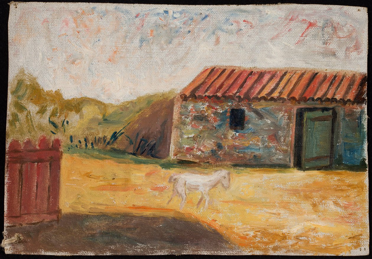 Fattoria di campagna con un puledro bianco da Tadeusz Makowski