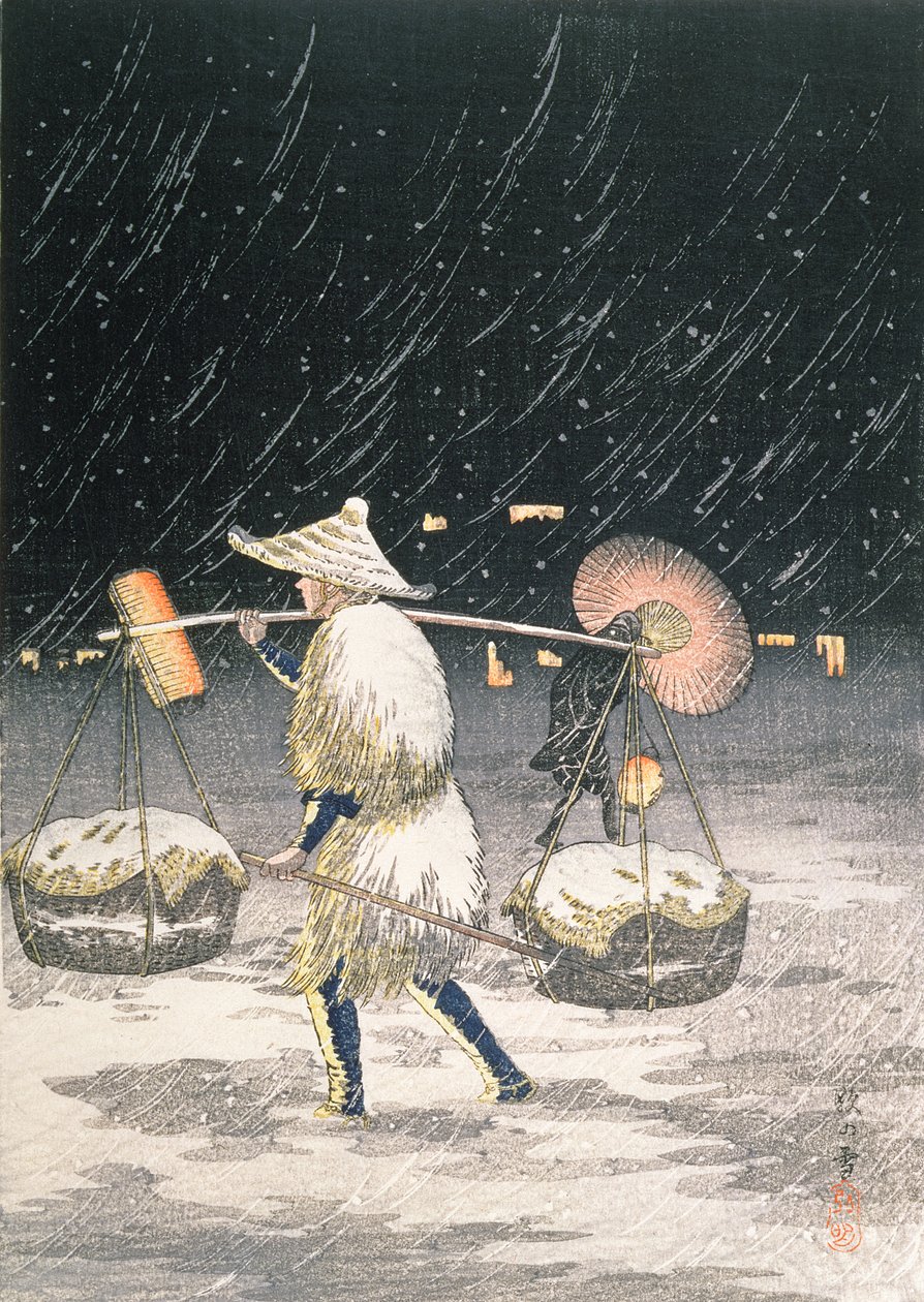 Neve notturna, c.1930 da Takahashi Hiroaki
