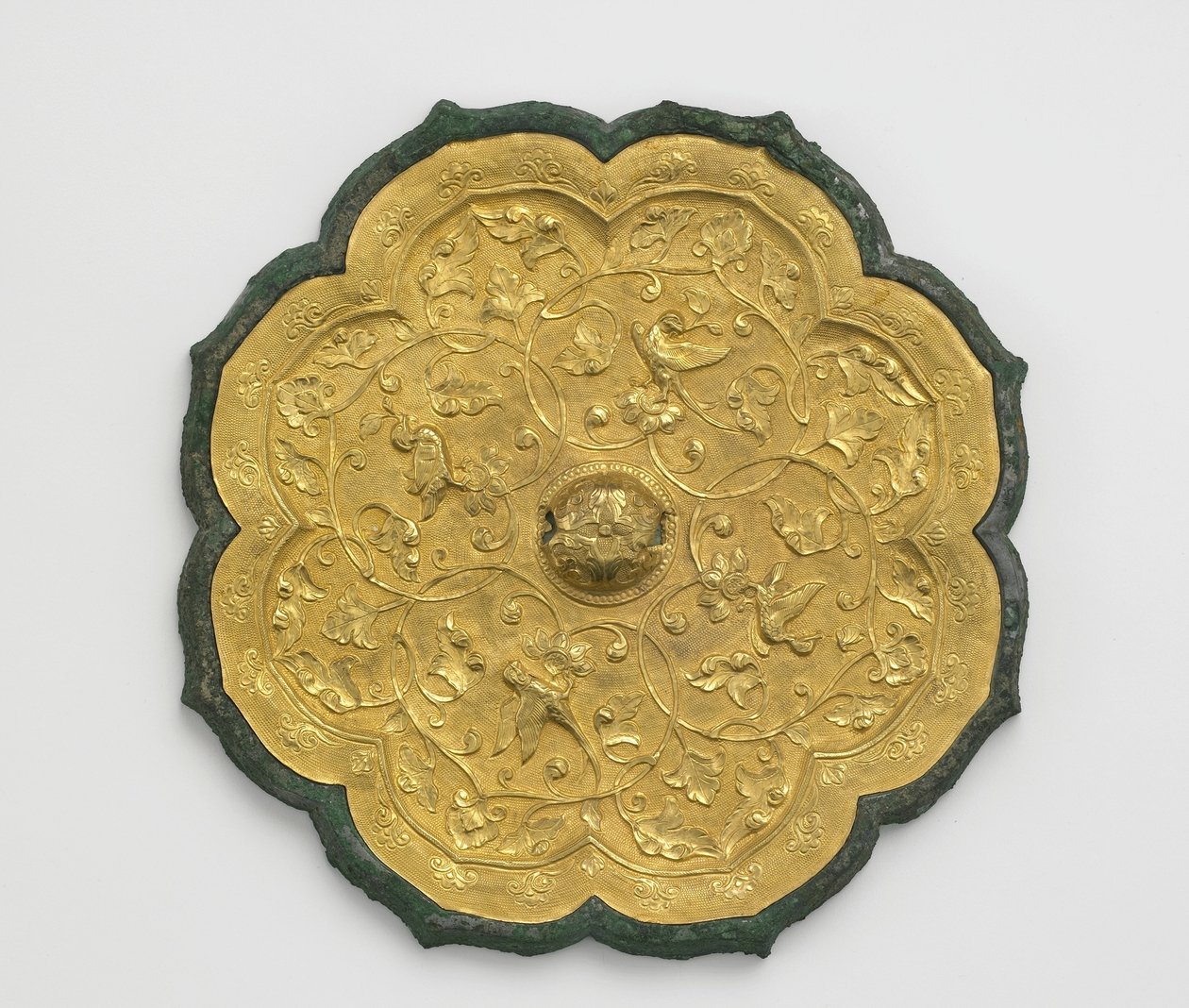 Specchio (bronzo e oro) da Tang Dynasty Chinese School