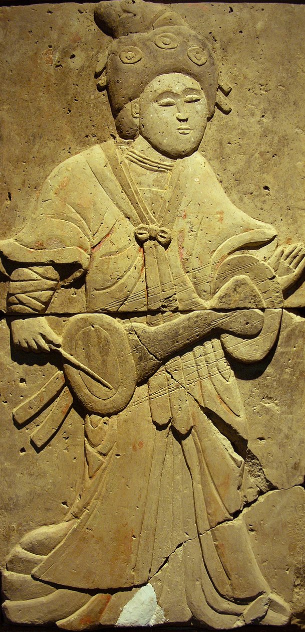 Stele raffigurante un musicista da Tang Dynasty Chinese School