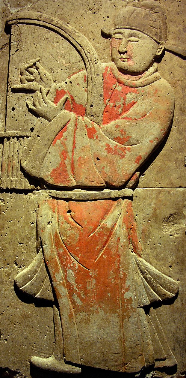 Stele raffigurante un musicista (terracotta) da Tang Dynasty Chinese School