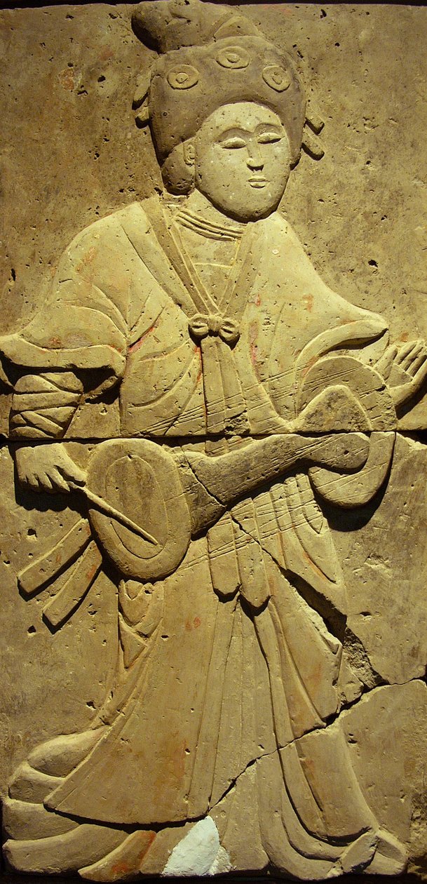 Stele in terracotta con musicista, Dinastia Tang da Tang Dynasty Chinese School