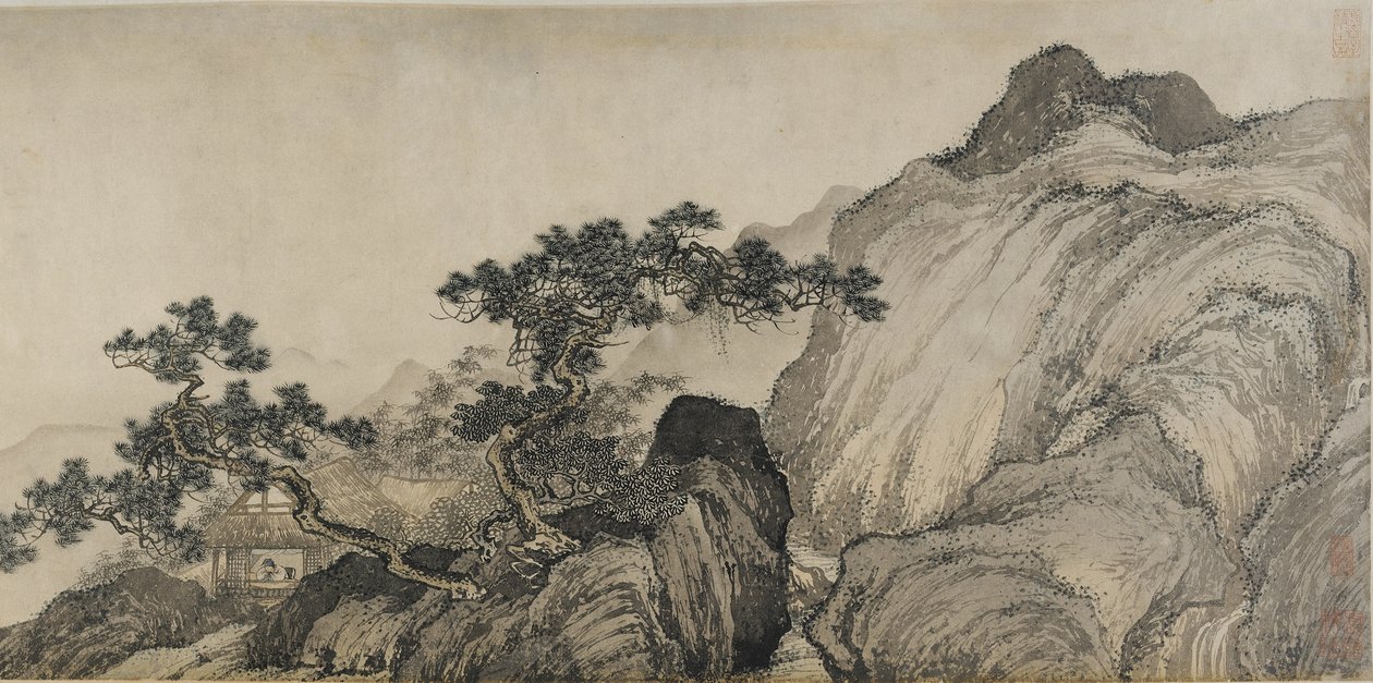 La capanna di paglia del sogno di un immortale, Dinastia Ming (inchiostro e colore su carta) da Yin Tang