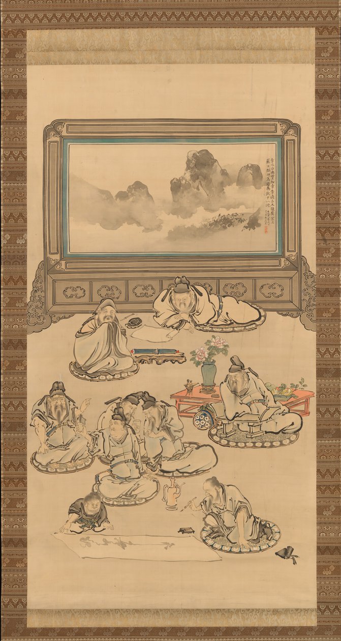 Gli otto immortali della coppa di vino, 1828 da Tani Buncho