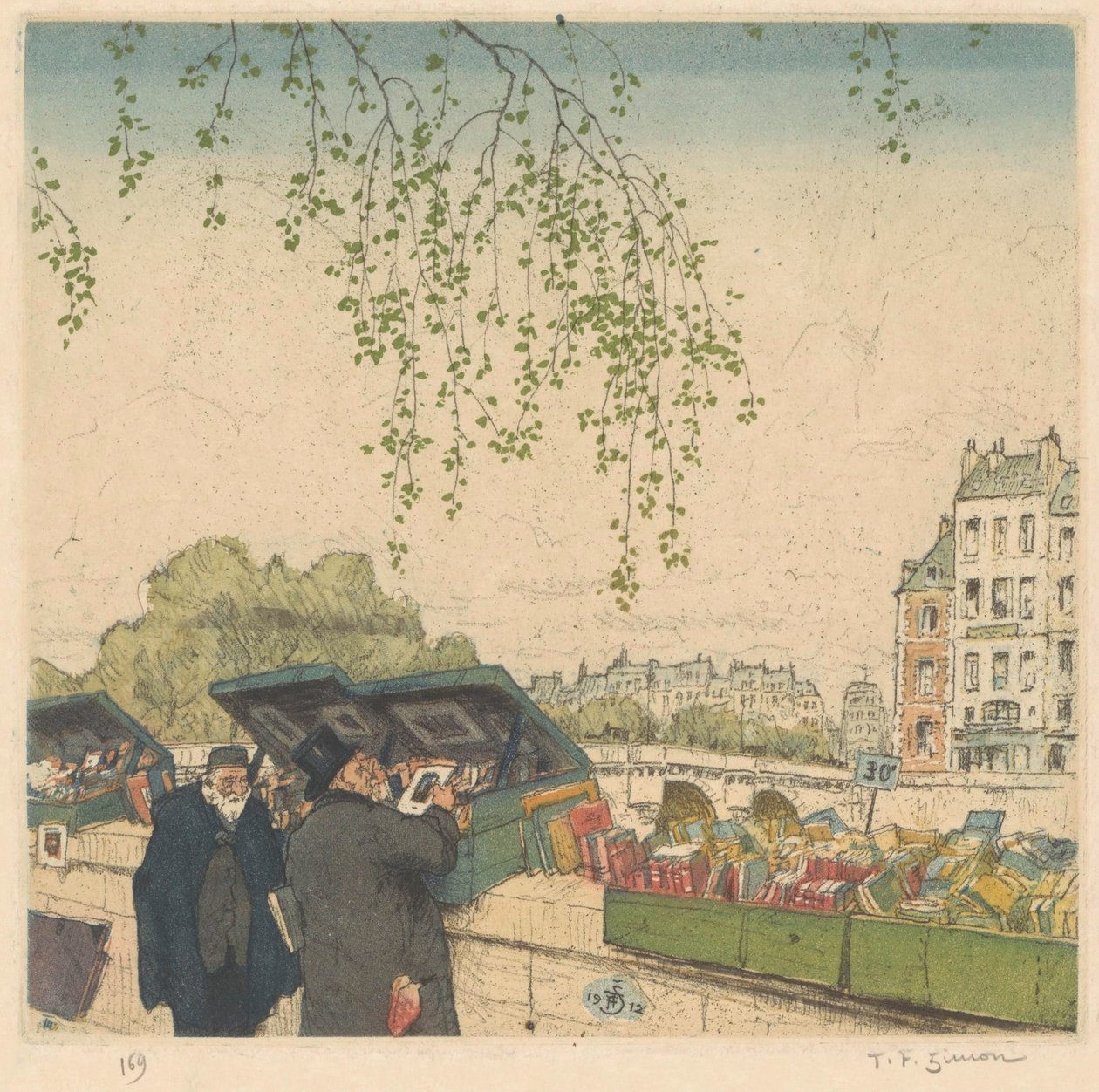 Libraio su un molo a Parigi da Tavík František Šimon (signed by artist)