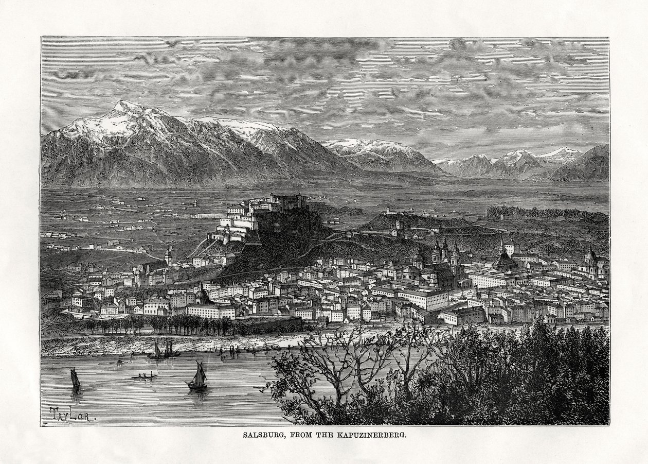 Salisburgo, dal Kapuzinerberg, Austria, XIX secolo da Taylor