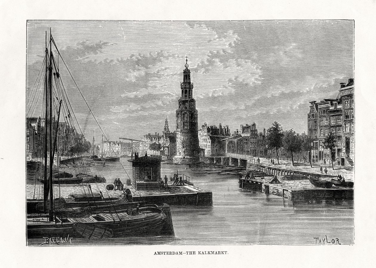 Il Kalkmarkt, Amsterdam, Olanda, 1879 da Taylor