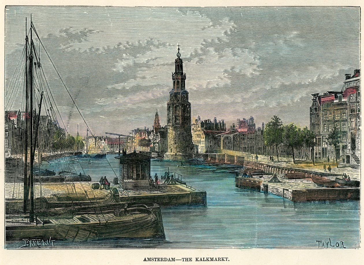 Il Kalkmarkt, Amsterdam, Paesi Bassi, c1880 da Taylor