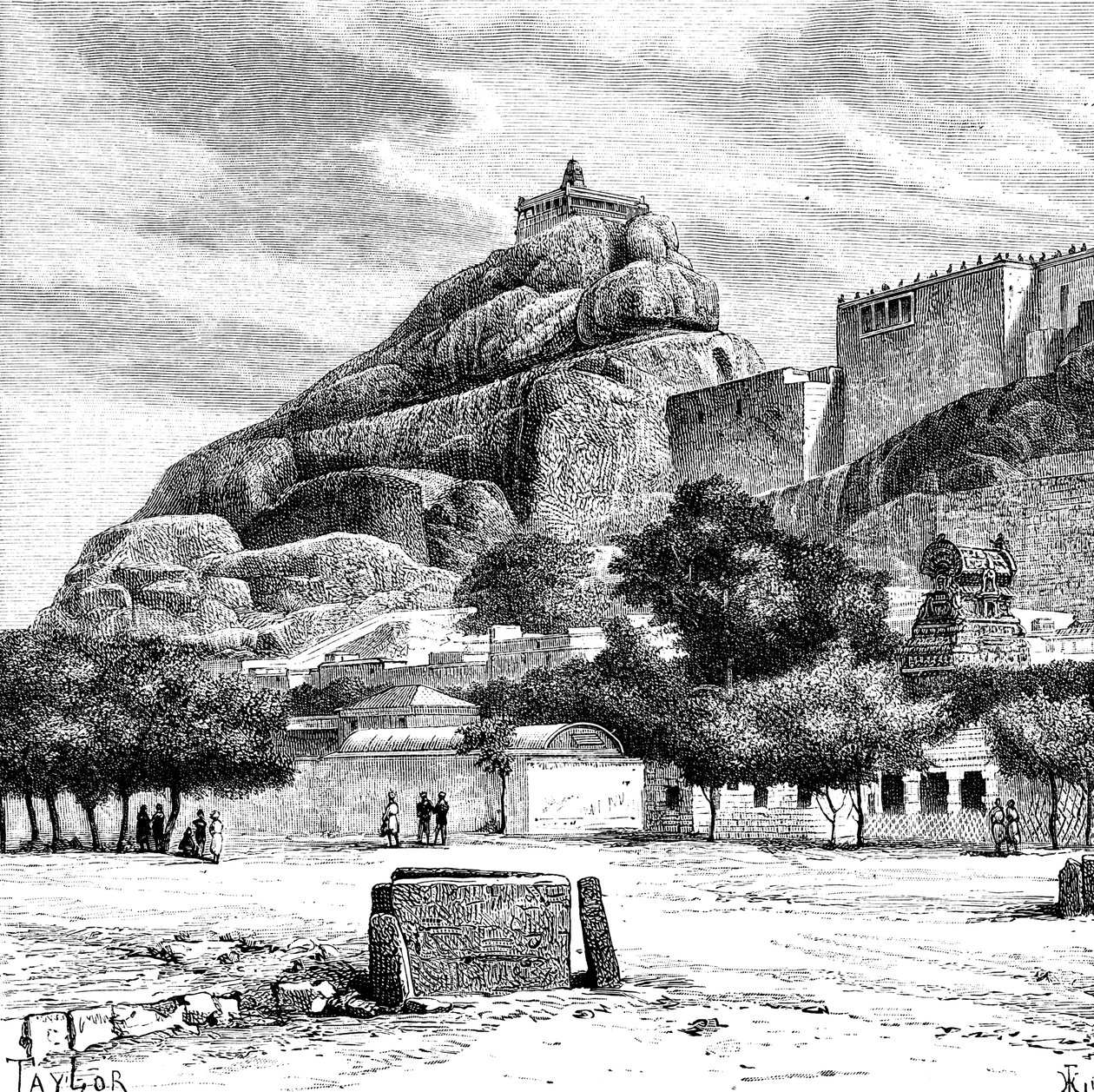 Il Tempio della Rocca di Tiruchirapalli, India, 1895 da Taylor