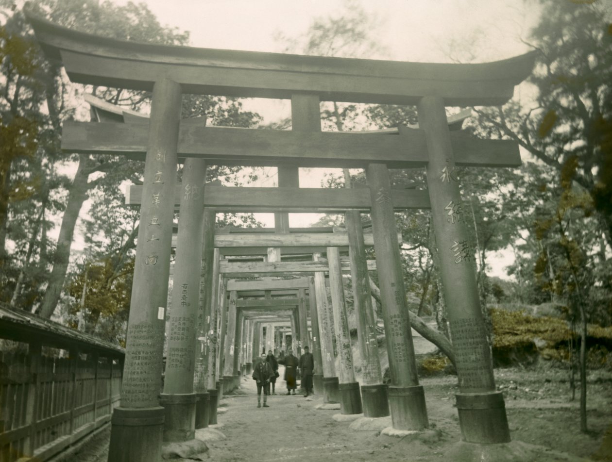 Torii nel santuario Inari di Kyoto, 1900-1915 circa (fotografia) da Teijiro Takagi