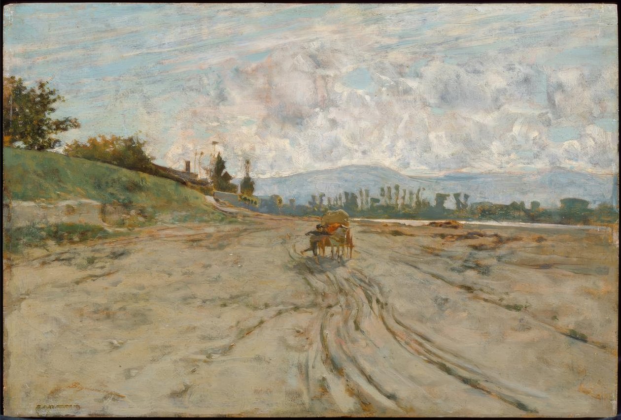 T. Signorini, Paesaggio senese con carro da Telemaco Signorini