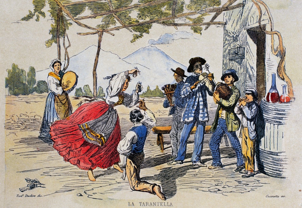 Tarantella napoletana, incisione da disegno di Teodoro Duclere da Teodoro Duclere