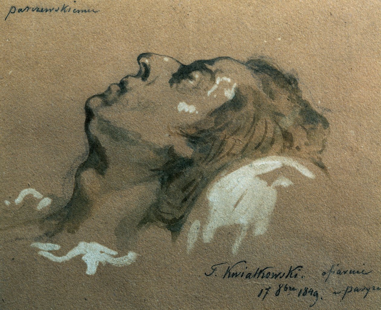 Il compositore e pianista polacco Frederic Chopin sul letto di morte, bozzetto di Teofil Kwiatkowski da Teofil Kwiatkowski