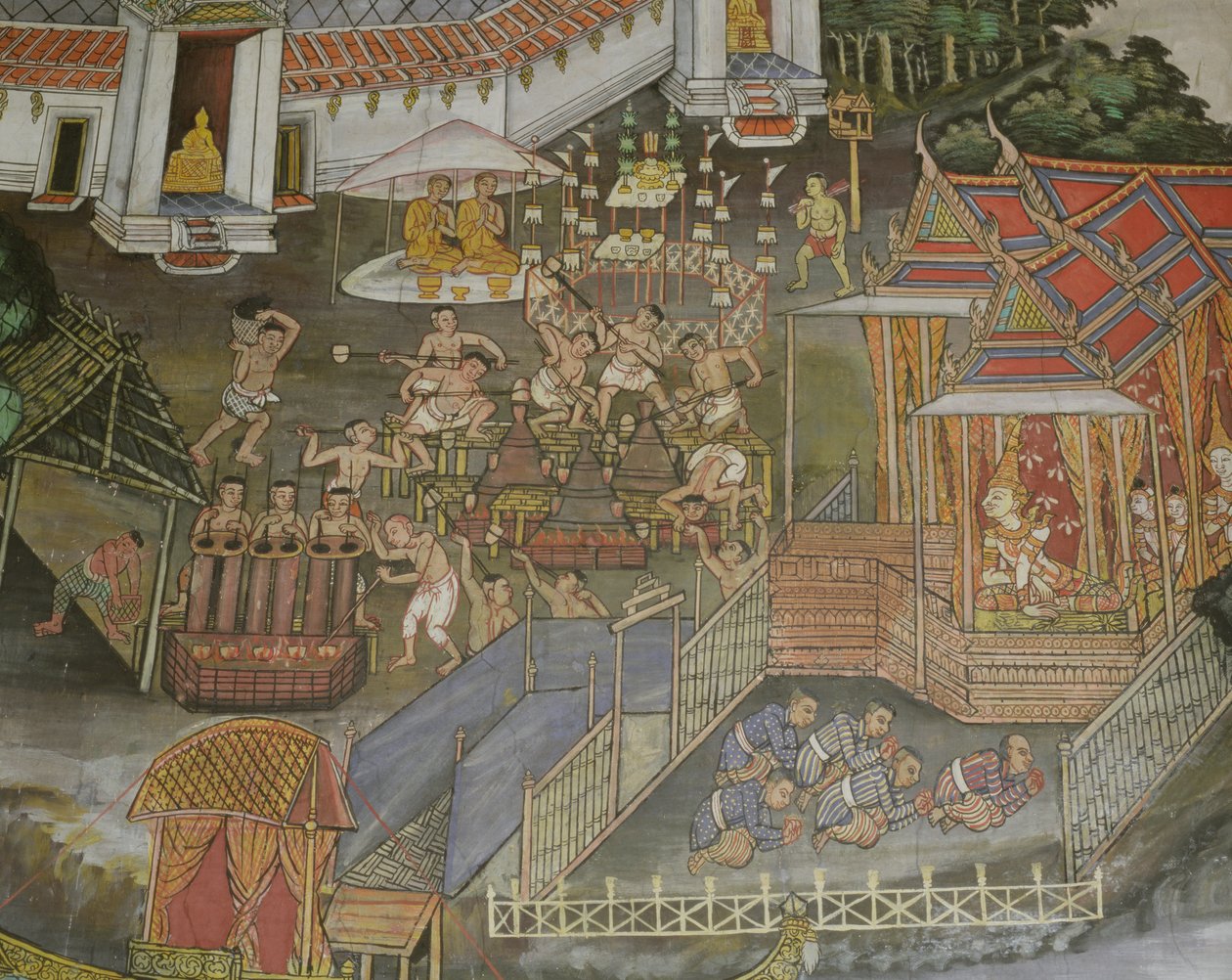 Dettaglio della città di Phitsanulok, Wat Bowonniwet Vihara, Bangkok da Thai School