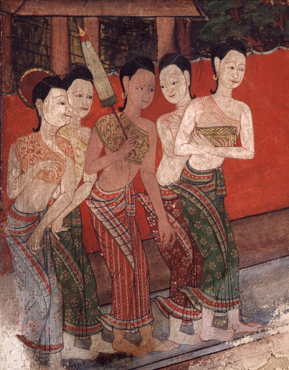 Dettaglio che mostra un gruppo di donne, fine XIX secolo da Thai School