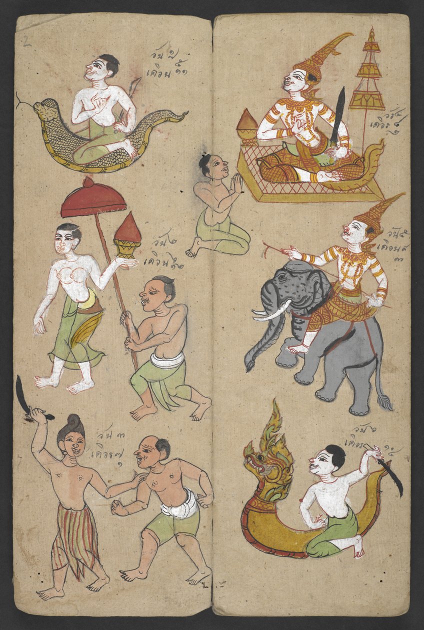 Or 16455 f.2r, Animali dello Zodiaco, da Phrommachat da Thai School