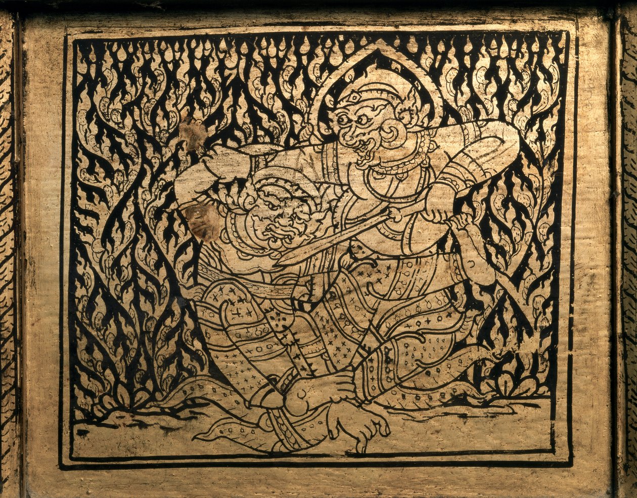 ARTE THAI: Un episodio del "Ramayana". Gabinetto dei libri, stile Bangkok. da Thai School