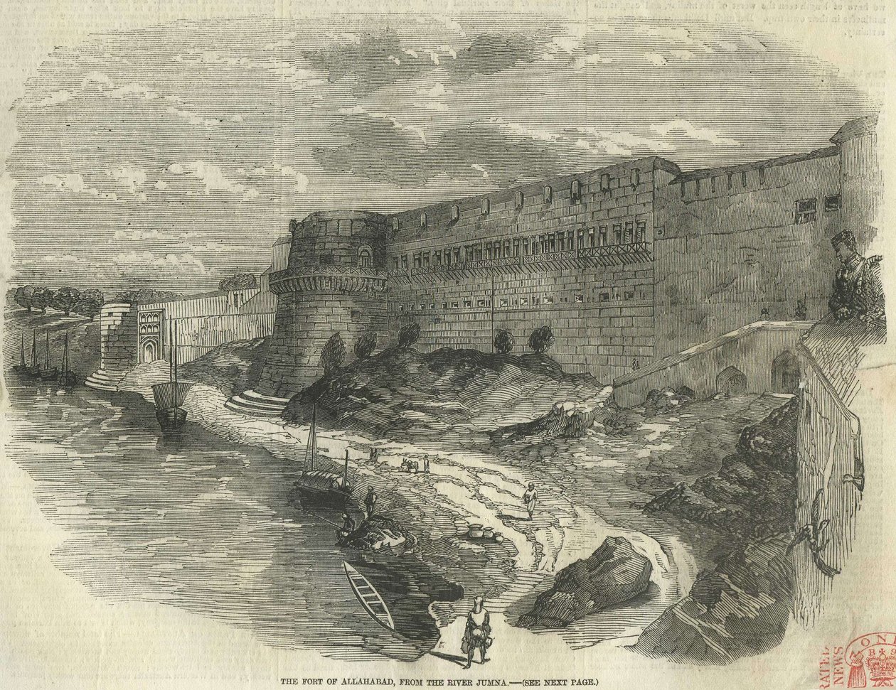 Il Forte di Allahabad, dal fiume Jumna. da The Illustrated London News