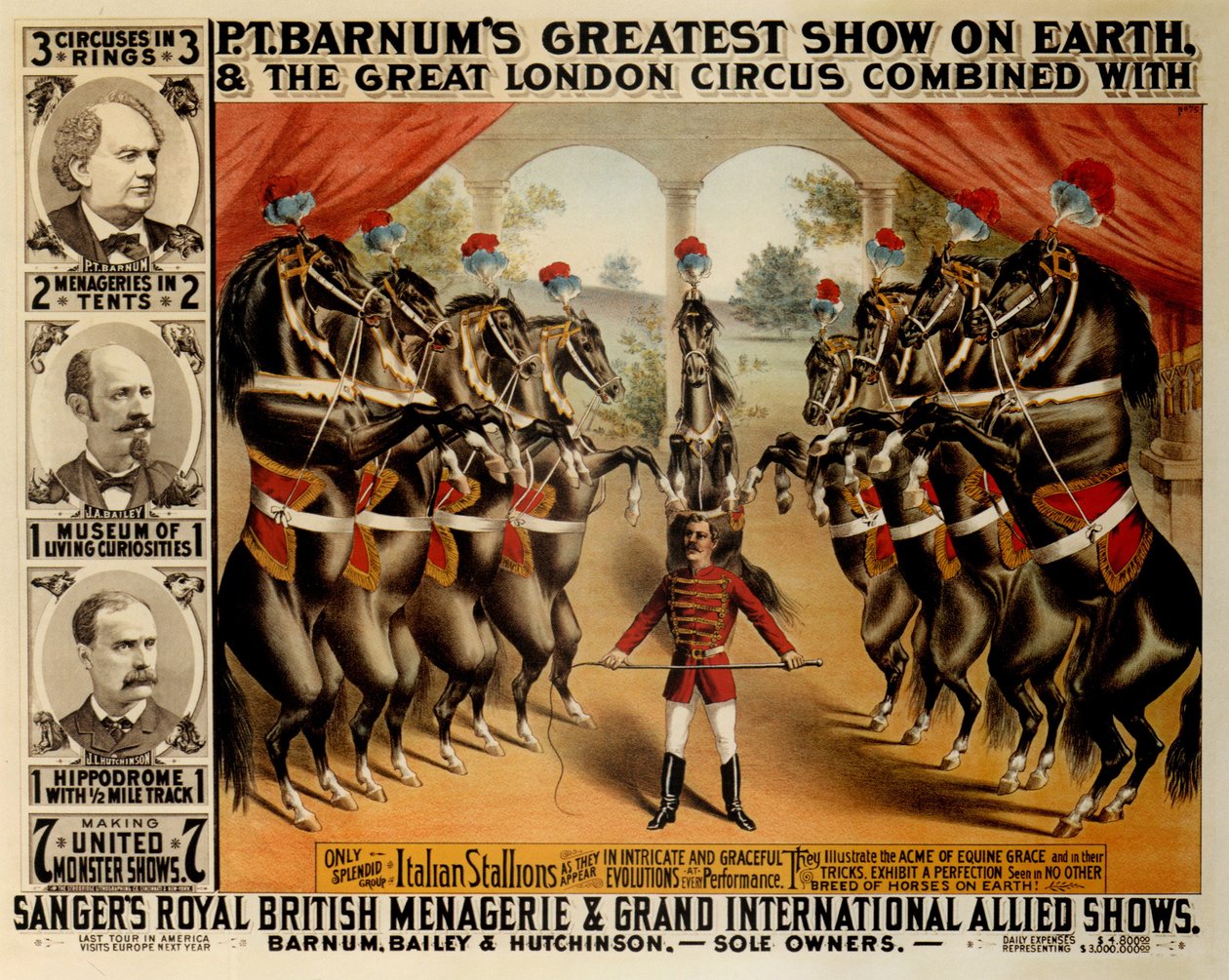 Il più grande spettacolo del mondo di Barnum, 1882 da The Strobridge Lithographing Company
