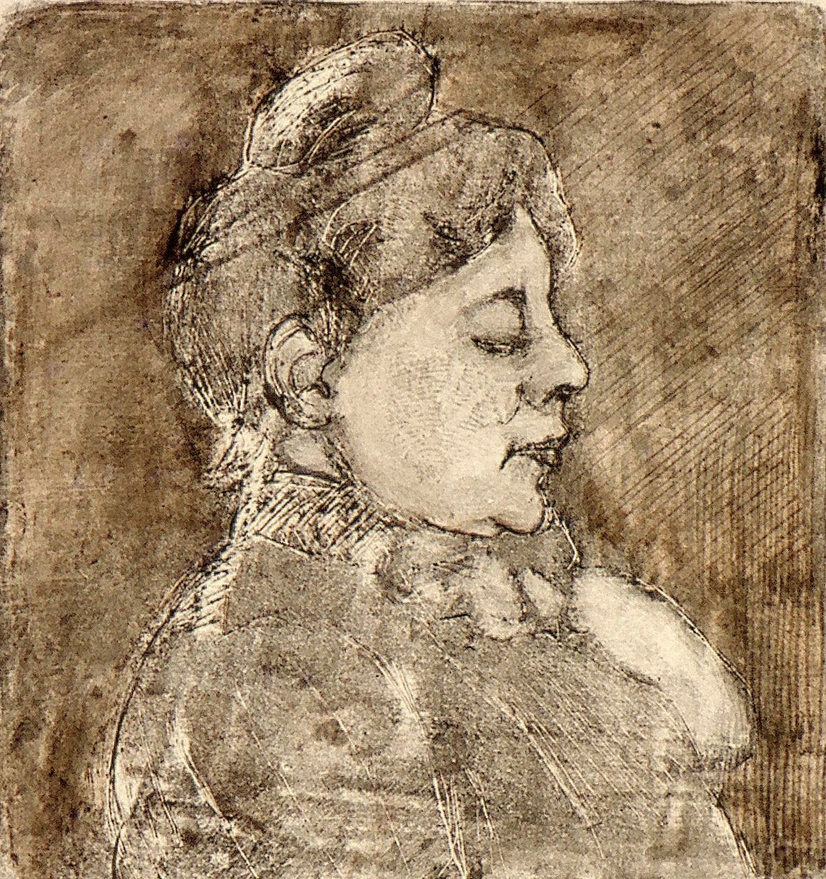 Ritratto di Agnita Feis di profilo da Theo van Doesburg