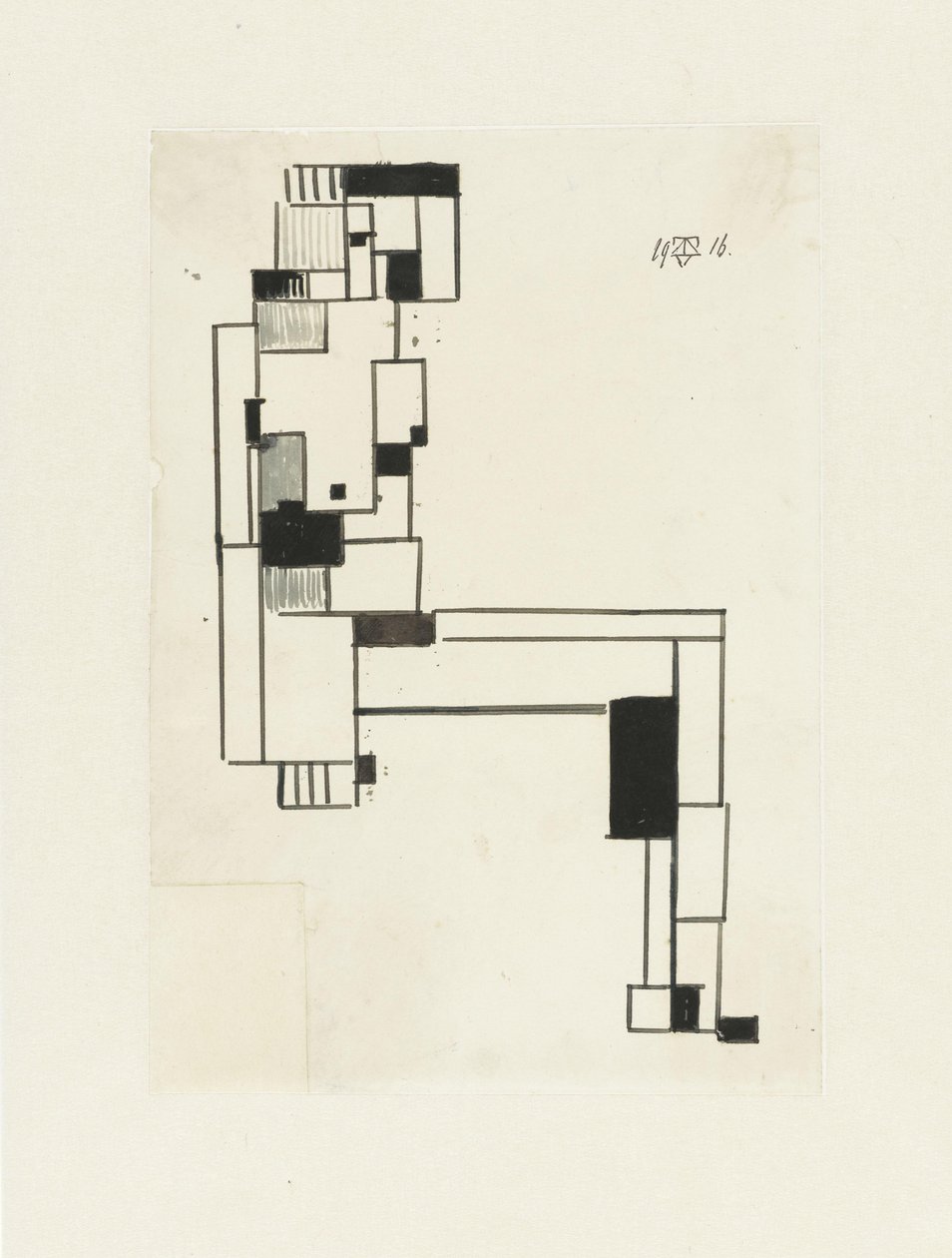 Nudo femminile seduto, mano sulla testa da Theo van Doesburg (signed by artist)