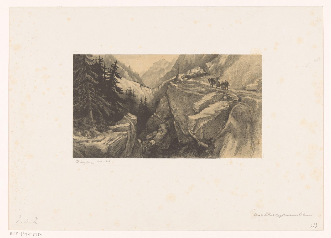 Paesaggio alpino con passo di montagna da Theo van Hoytema (signed by artist)