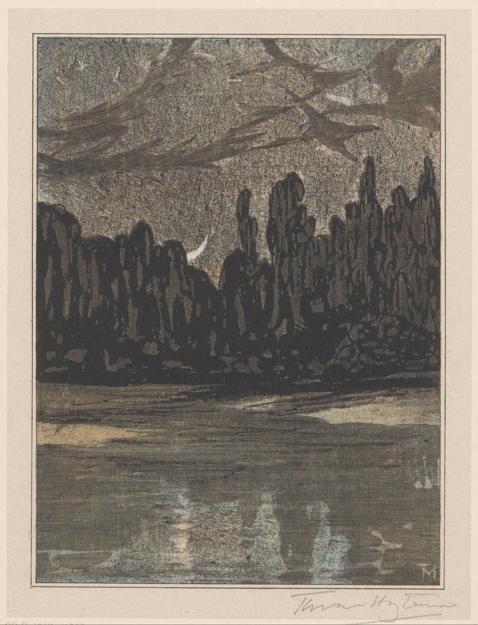Paesaggio notturno con uccelli migratori da Theo van Hoytema (signed by artist)