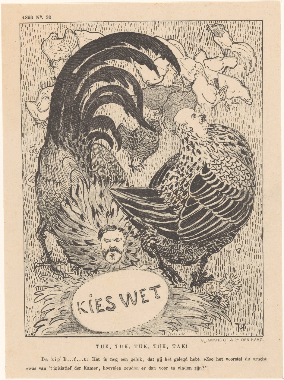 Caricatura di politici come galline da Theo van Hoytema