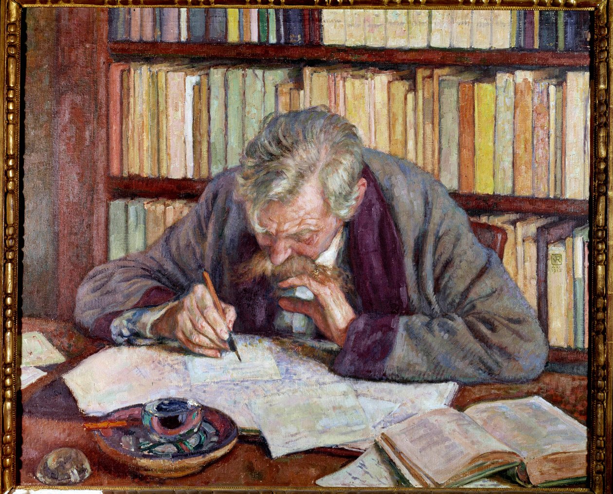 Ritratto del poeta belga Emile Verhaeren (1885-1916) nel suo ufficio da Théo van Rysselberghe