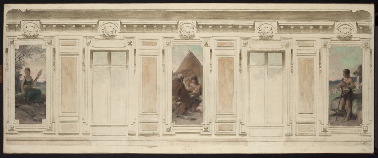 Bozzetto per la sala matrimoni al Municipio di Courbevoie: Fileuse. Il matrimonio. Berger, 1884 da Theobald Chartran
