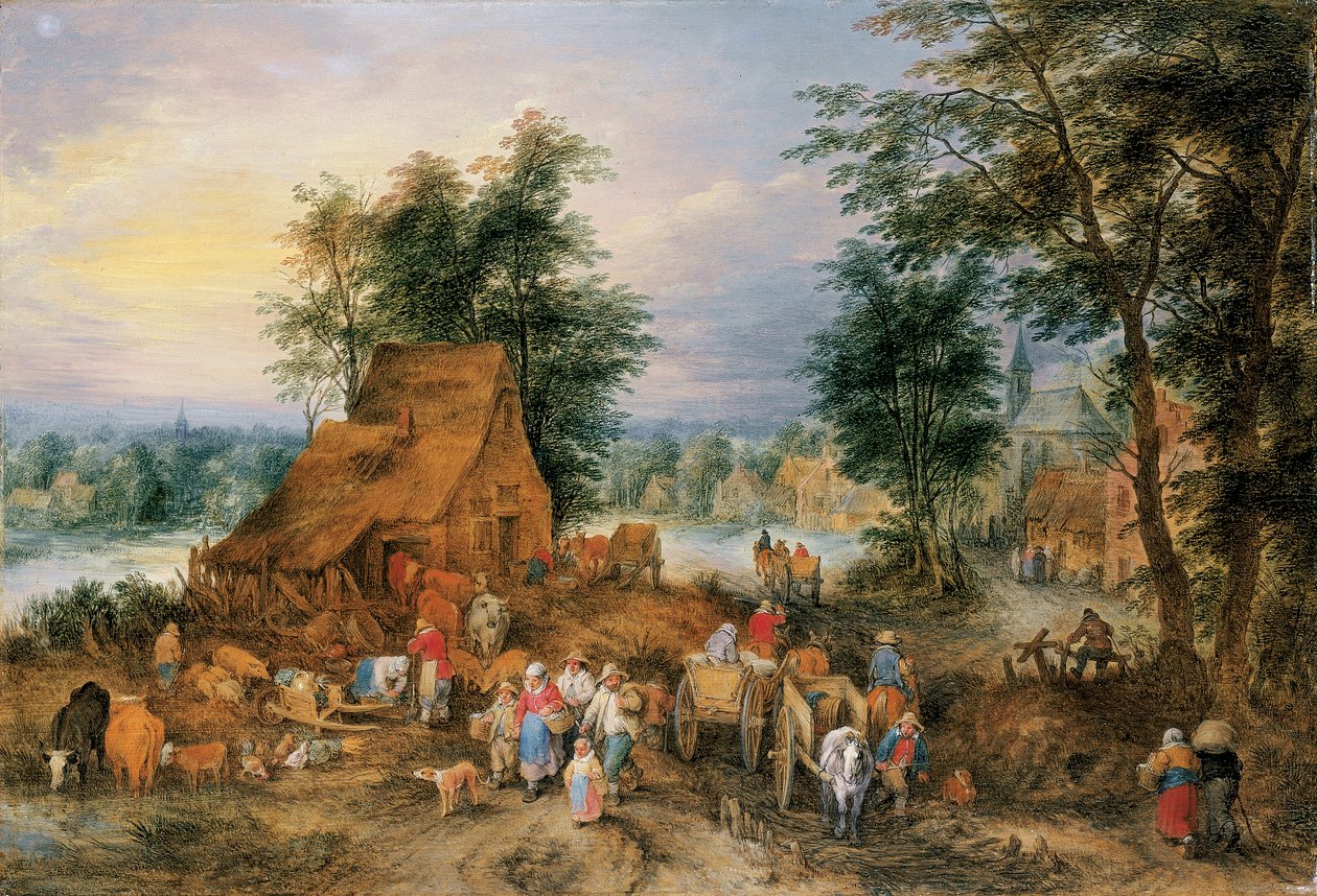 Scena di villaggio con contadini al lavoro da Theobald Michau
