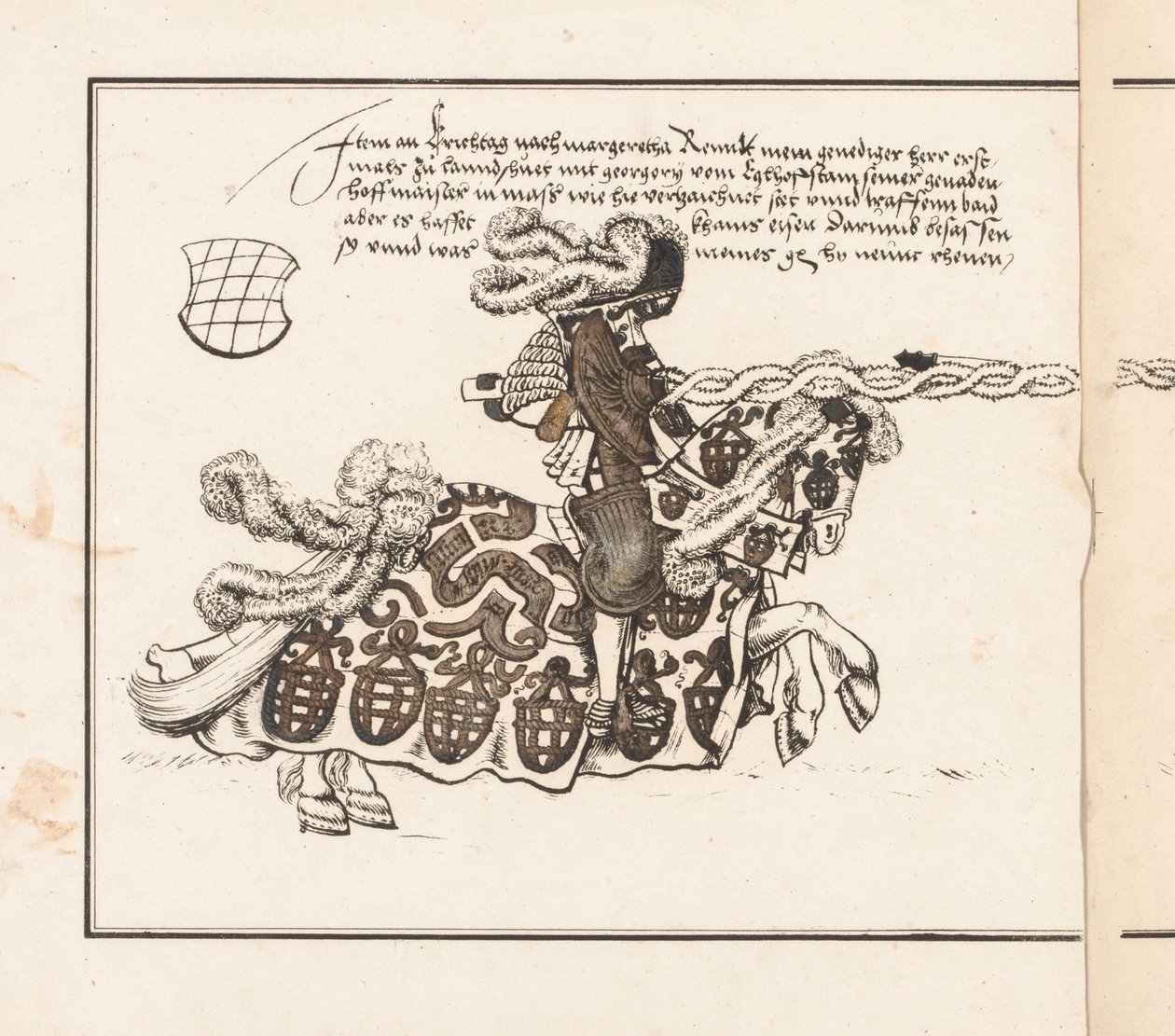 Libro sui tornei: Cavaliere rivolto a destra da Theobald Senefelder