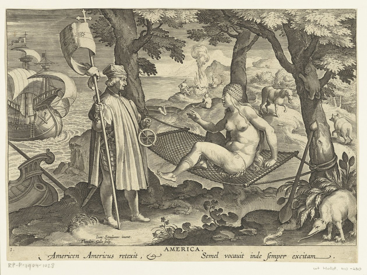 Amerigo Vespucci sbarca in America da Theodoor Galle