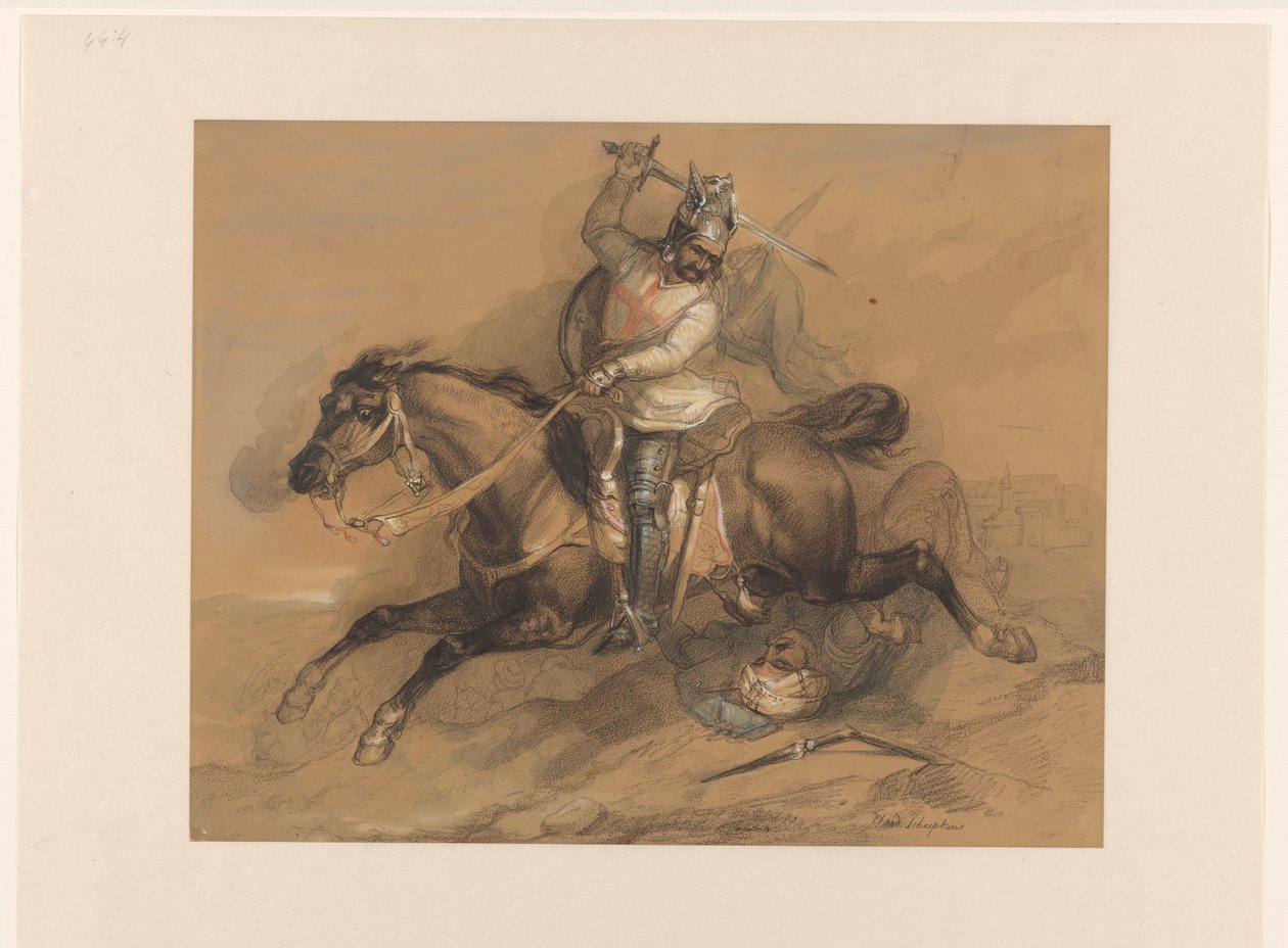 Cavaliere crociato che sconfigge un soldato turco da Theodoor Schaepkens