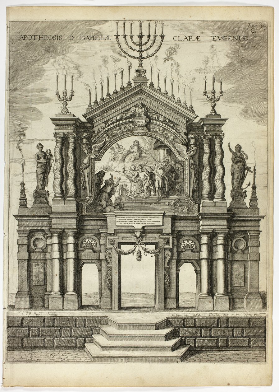 Palcoscenico in memoria di Isabella Clara Eugenia, tavola 24 da Casperius Gevartius, Pompa Introitus Honori Serenissimi Principis Ferdinandi da Theodoor van Thulden