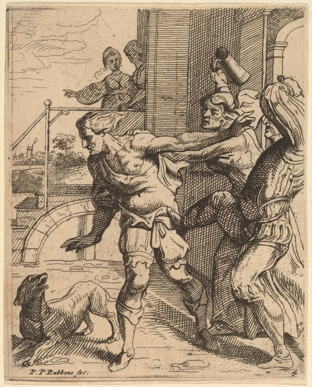 Il figliol prodigo cacciato dalla taverna da Theodoor van Thulden after Sir Peter Paul Rubens