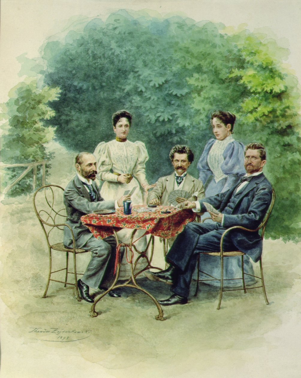Una partita a Tarrock con Johann Strauss a Bad Ischl, 1898 da Theodor Zajaczowski
