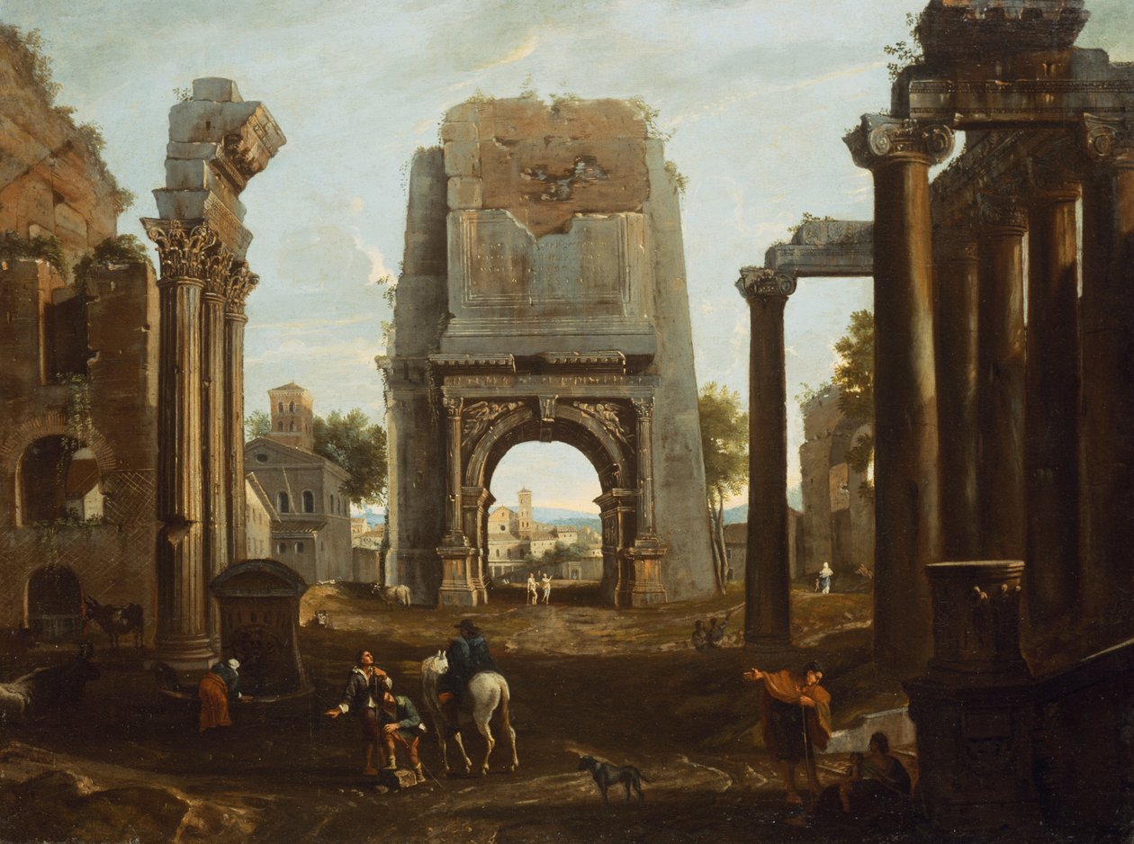 Un capriccio di rovine romane con l