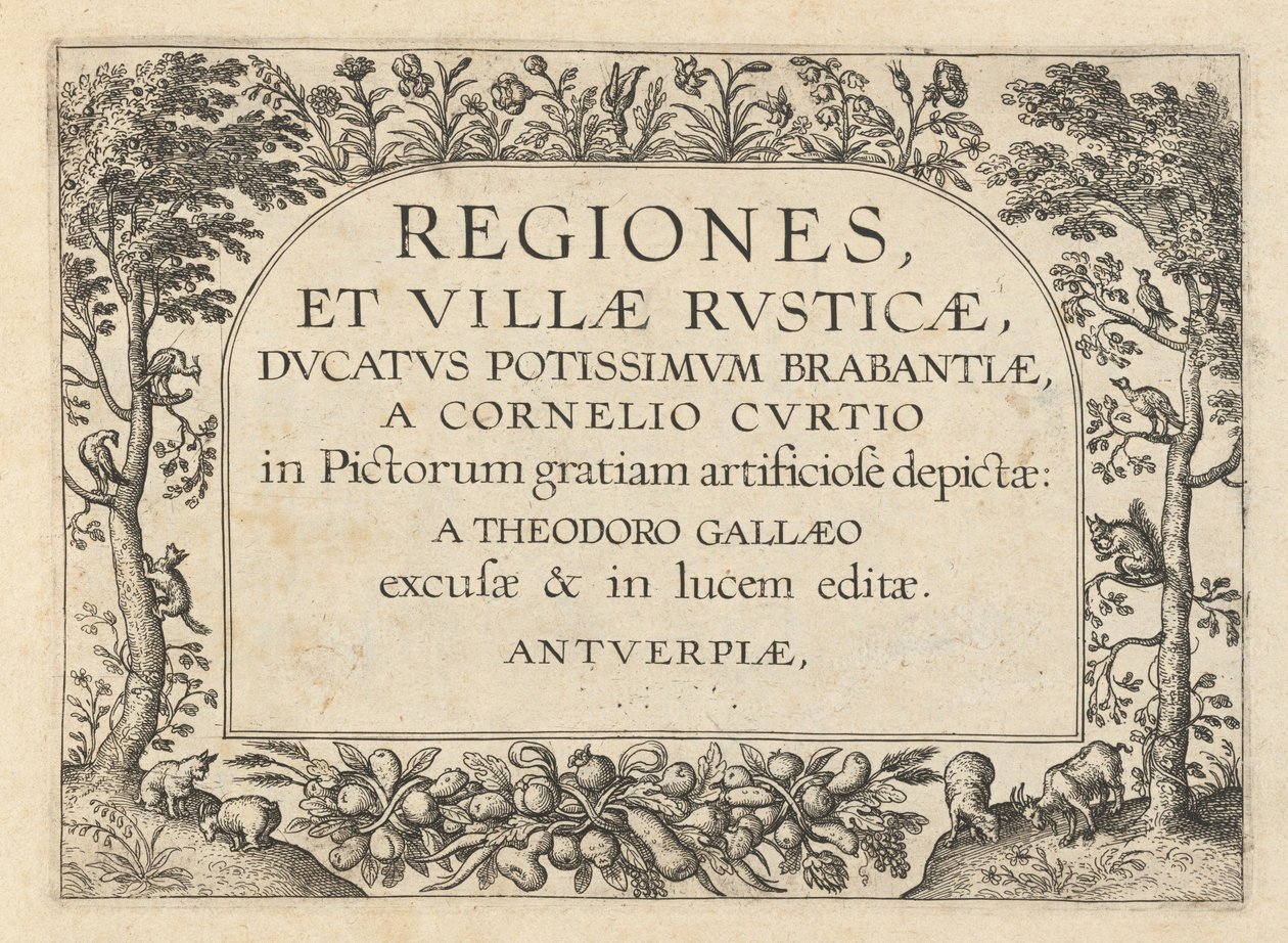 Pagina del titolo per "Regiones et Villae Rusticae" da Theodor Galle
