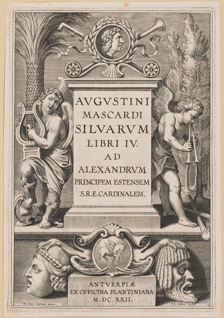 Pagina del titolo per Agostino Mascardi, Silvarium Libri IV da Theodor Galle after Sir Peter Paul Rubens