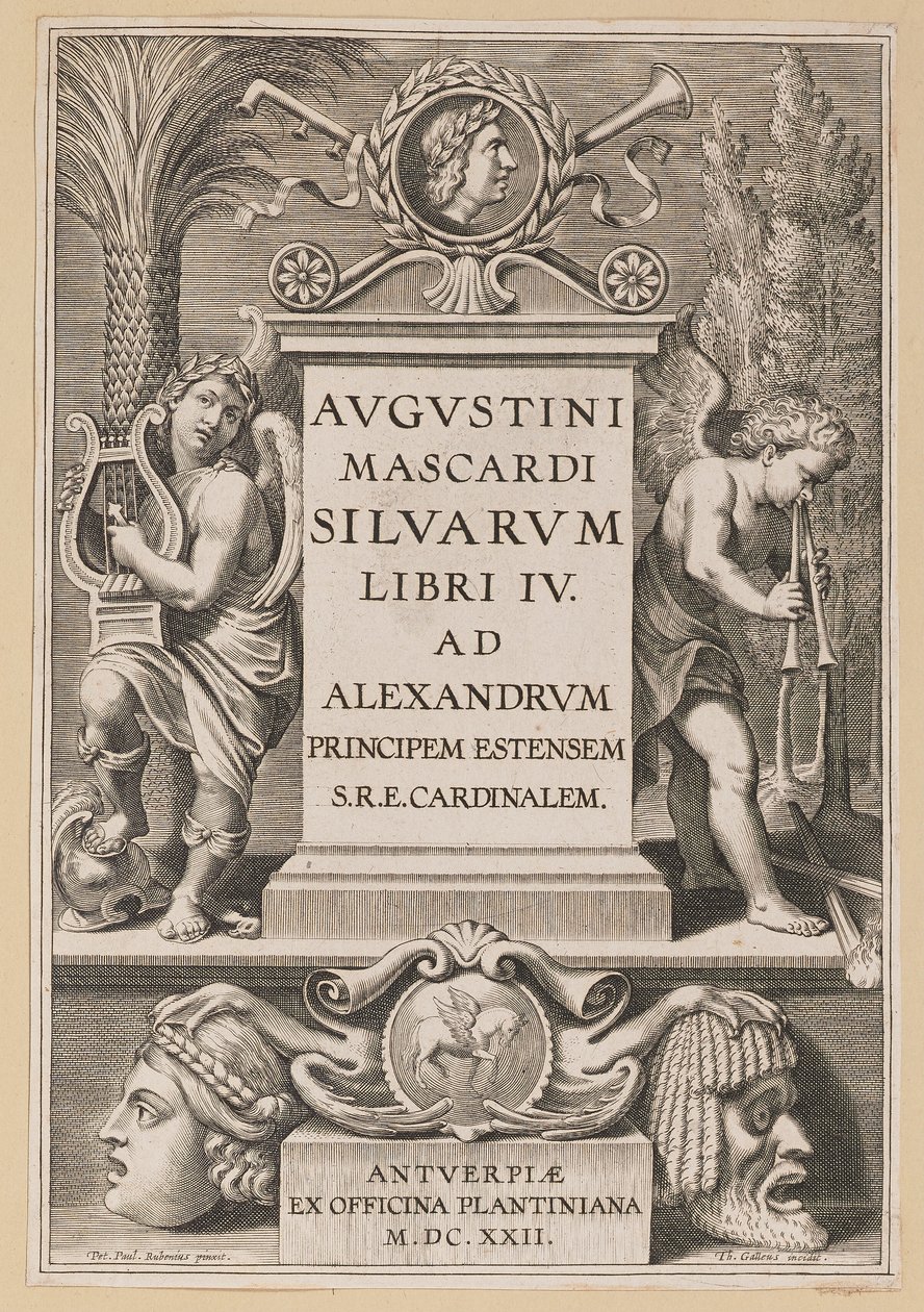 Pagina del titolo per Agostino Mascardi, Silvarium Libri IV da Theodor Galle after Sir Peter Paul Rubens