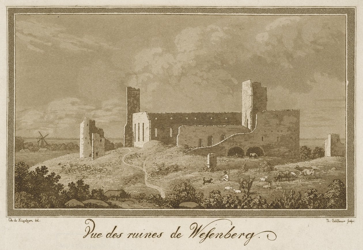 Veduta delle rovine del castello di Rakvere da Theodor Gehlhaar