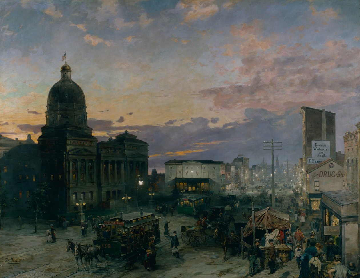 Washington Street, Indianapolis al Tramonto da Theodor Groll
