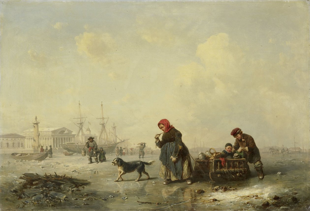 La Neva a San Pietroburgo (Leningrado) in inverno da Theodor Hildebrandt